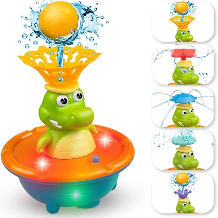 Image of Happy Hues Alligator Bath Toys for Babies &Toddlers- Mold-Free Wall Mount Waterfall Bath Toys (Alligator)