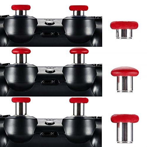 eXtremeRate 8 Teiliges Magnetic Metal Thumpsticks Joysticks Analogsticks Kappen Tasten Set mit 2 Schraubenzieher für PS4 Slim Pro Xbox One S Elite (Rot)