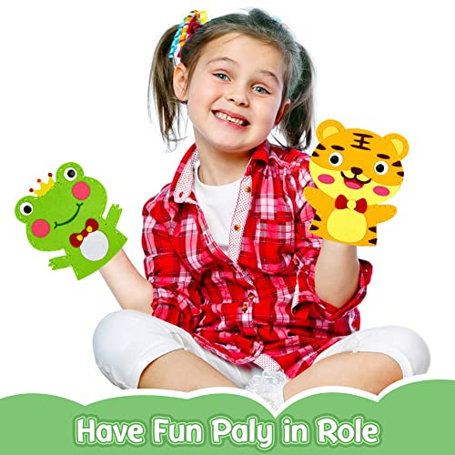 EQLEF Felt Sewing Kits for Children 4PCS Hand Puppet Sewing Kits for Kids Animal Sewing Craft Kids Educational Sewing Craft for Beginner Boys and Girls - Image 2