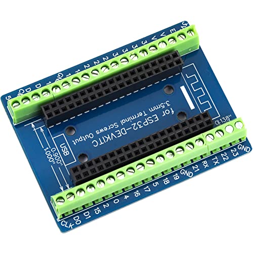 Image of for ESP32 Breakout Board 3.5mm / 0.14 inch Terminal GPIO Expansion Board for 0.9 inch / 1.0 inch Size ESP32 Module ESP-WROOM-32 ESP32-DevKitC (Pack of 2pcs)