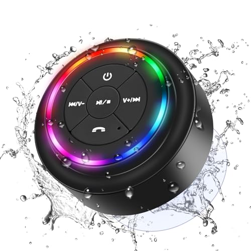 MR.LUYU Altavoz Portátil Bluetooth, Altavoz Ducha Bluetooth Impermeable IPX7 Altavoz Bluetooth Baño para Todos Bluetooth Dispositivos Altavoces Bluetooth para el Hogar Fiesta Ducha Aire Libre