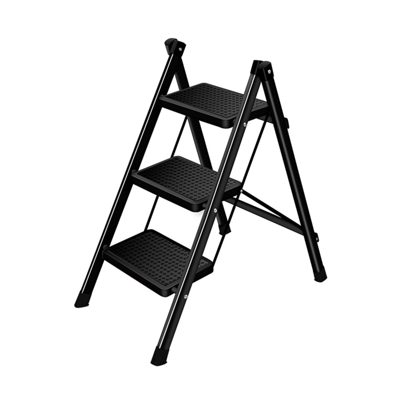 Bluethy 3 Step Ladder, Portable Folding Step Stool for Adults, 330 Lbs Capacity Lightweight Ladder Step with Anti Slip Wide Pedals for Home, Kitchen Black
