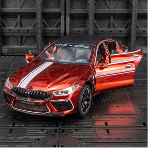 Image of 1:24 B-M-W MH8 800 Diecast Metal Pull Back Car with 6 Openable Doors with Sound and Light Toy Decoration car Best Gift Toys for Kids (1:24 B-M-W MH8 800 - Red)