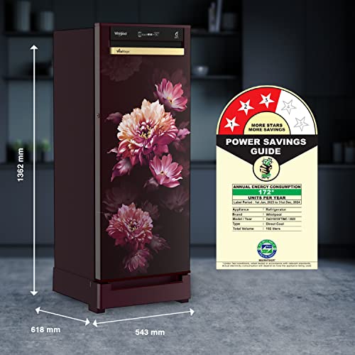 Image of Whirlpool 192 L 3 Star VMPRO Inverter Direct-Cool Single Door Refrigerator (215 VMPRO ROY 3S INV Wine Dafne-Z, Auto Defrost Technology, 2023 Model)