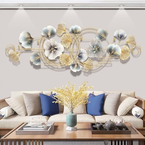 WUDLEP 127×50cm Ginkgo Biloba Metal Wall Ornaments, 3D Dimensiona...