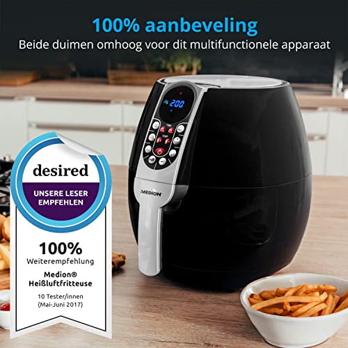 MEDION friteuse, ca. 1500 watt, digitaal bedieningspaneel, totale inhoud 4 liter, olievrij frituren, 30 min timer, oververhittingsbeveiliging, MD17320 zwart - Afbeelding 6