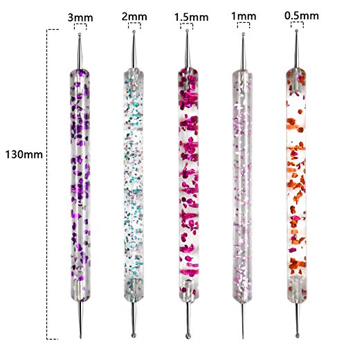 HQdeal 5 Stks Nail Dotting Pen, Dotting Painting Pen Polish Carving Tool, Nail Art Dotting Tool, Nail Polish Paint… - Afbeelding 3
