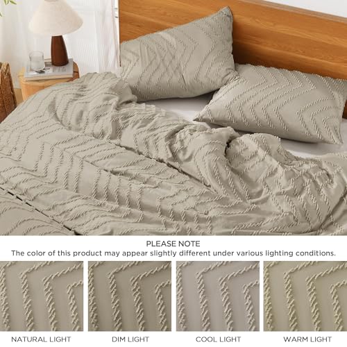 Image of Litanika 3 Pcs Oatmeal Boho Oversized King Bedding Comforter Set, 120x98