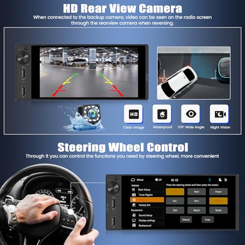 Radio para auto Single Din con pantalla táctil 6 pulgadas miniatura 4