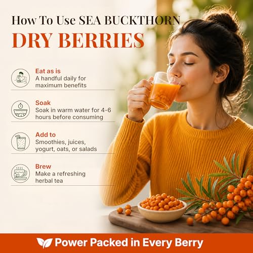 Image of First Bud Organics Sea Buckthorn Berries, Rich in Omega 3,6,7,9, Vitamin C & E, Boosts Immunity, 50g