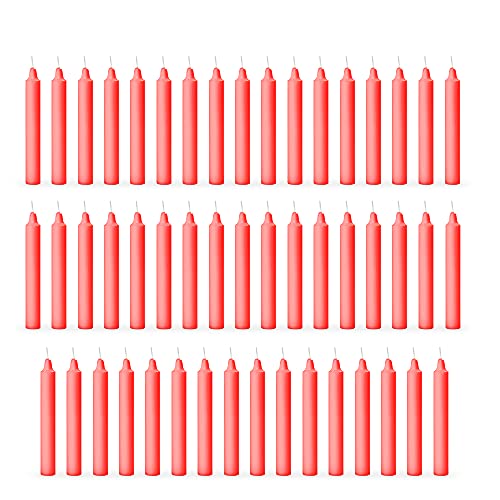 Image of AuraDecor Pack of 50 Stick Candles || Especially Meant for Healing, Chakras, Ritual Candles, Decoration, Lighting, Home Decor || Burning Time 3 to 4 Hours Each (Red), Paraffin Wax