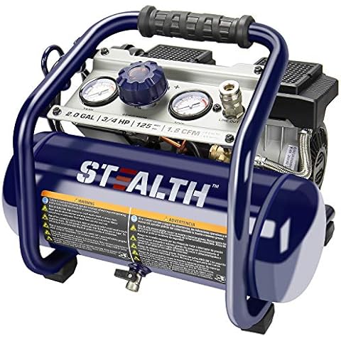 Stealth 2 Gallon Ultra Quiet Air Compressor, 3/4 HP Oil-Free Peak 125 PSI 60 Decibel Air Compressor,2.8 CFM @ 40 PSI 1.8 CFM @ 90 PSI Silent Portable Long Life Electric Air Compressor for Garage Cover