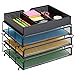 CAXXA 3 Trays Stackable Mesh Letter Tray, Desk File Organizer, Desktop Paper Tray Holder with Drawer, Black