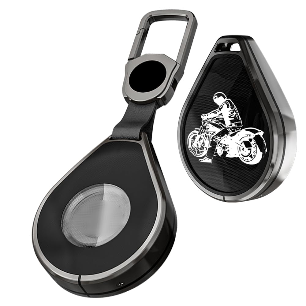 Metal Key Fob Cover,Compatible with Harley Davidson Fatboy Heritage RoadKing Ultra Classic Electra Glide V-Rod Dyna Sportster Key Fob,Alloy Armor TPU Key Fob Case Rider Black