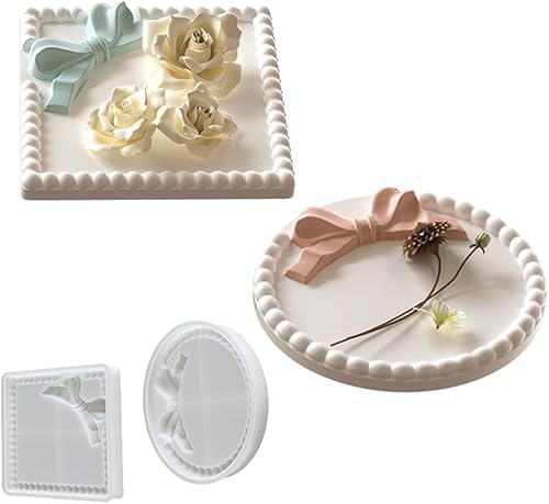 Moldes de bandeja de silicona con lazo, 2 moldes de resina para bandeja de silicona para exhibición de bricolaje, placa de joyería rectangular,