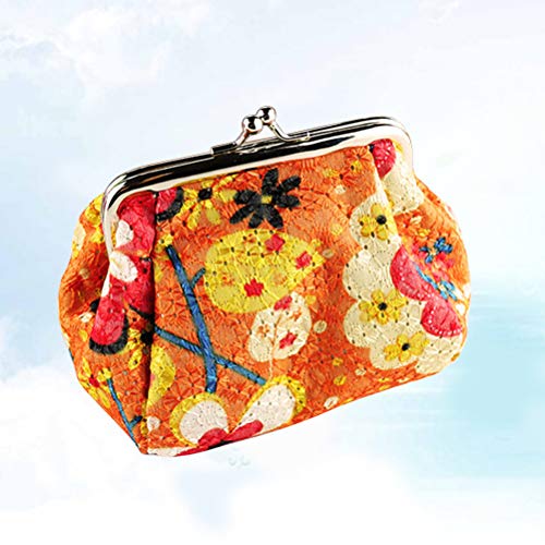 Lurrose Bolsa de moedas de pano bordado vintage flor de carga bolsa bolsa de dinheiro para mulheres