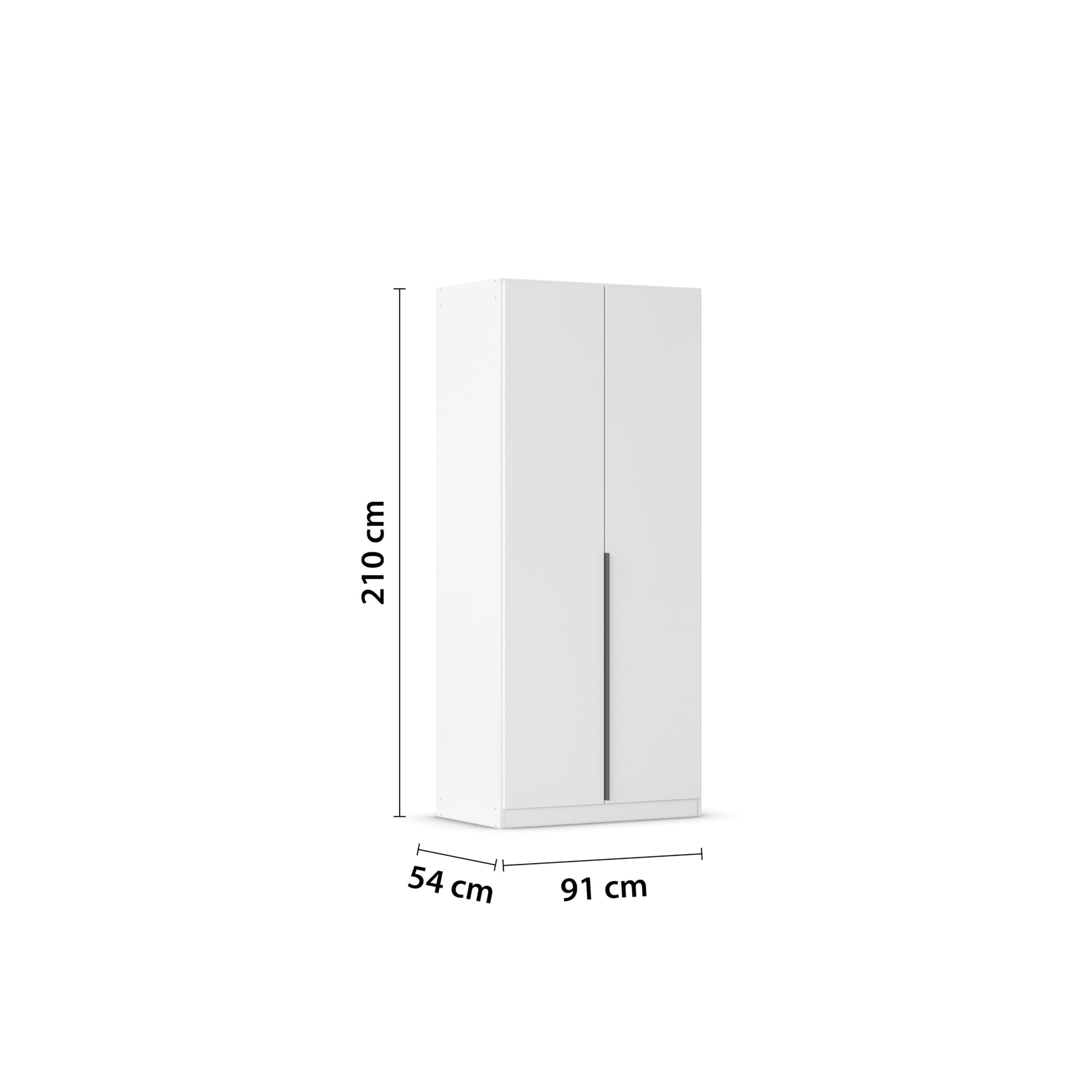 Rauch Möbel Alabama, Kleiderschrank, Farbe Weiß, Breite 91 cm | Schrank, 2-türig, Zubehör Basic, für Schlafzimmer, Kinderzimmer, Homeoffice, Gästezimmer, Garderobe, Flur