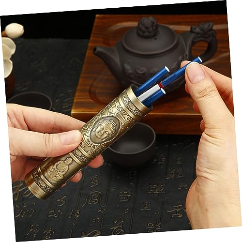 Estuche de viaje para cigarrillos de metal tallado con diseño de Buda 2