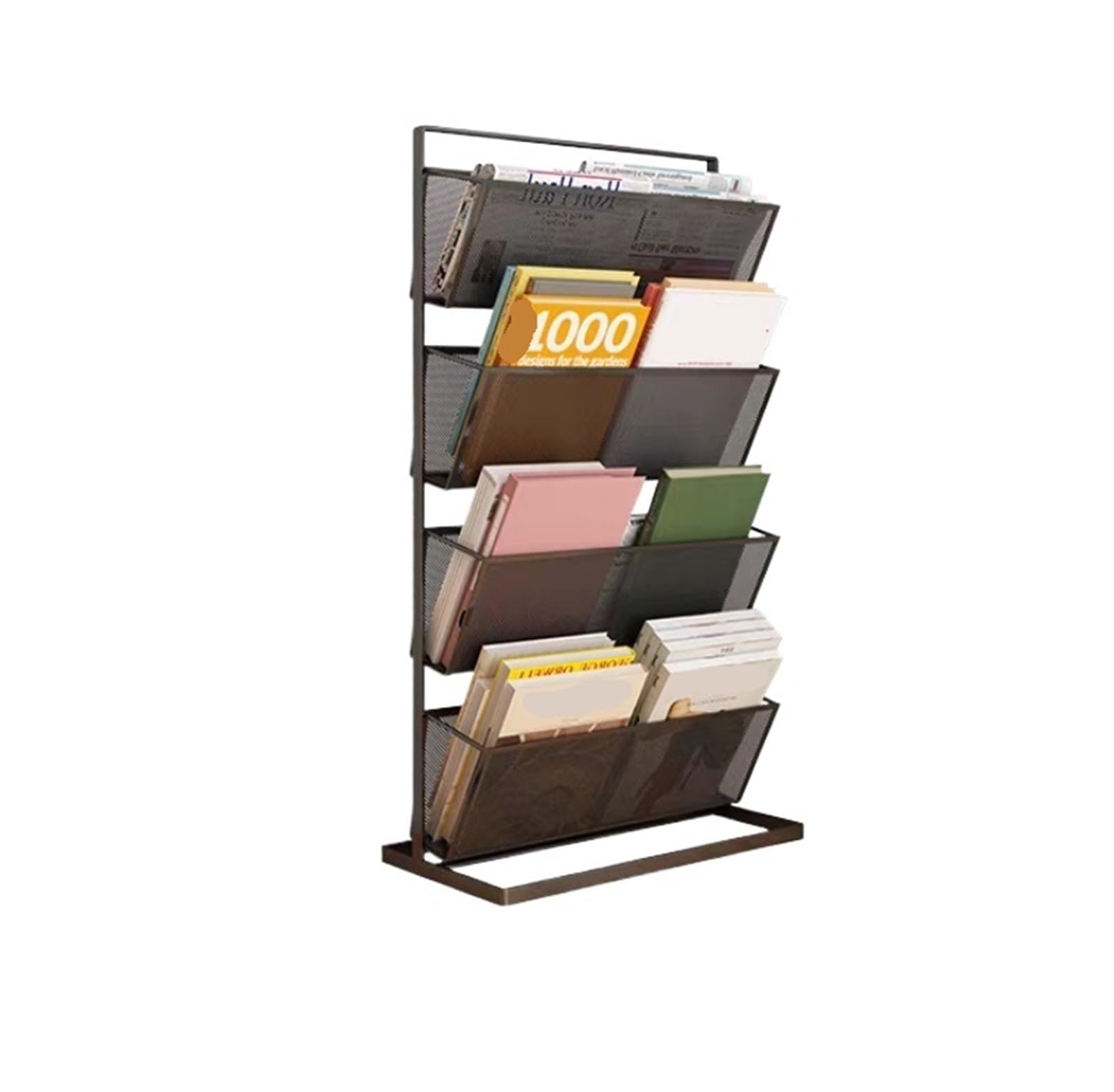 Ptasccne 4Tier Desktop Mesh Magazine Rack Freestanding Brochure Magazine Holder for Office Home School Library magazine rack