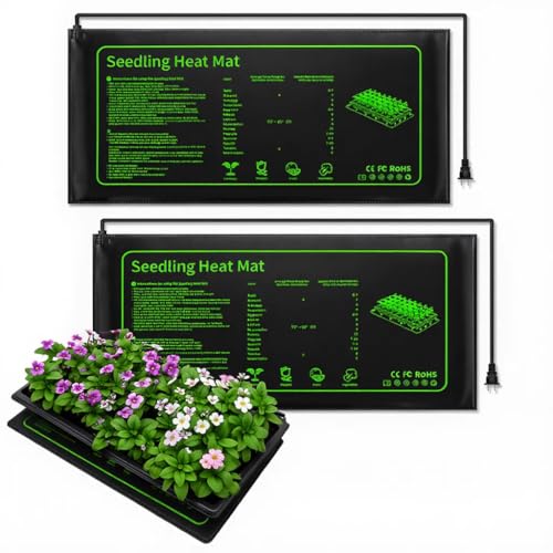 RooTrimmer 2 Pack Graphene Plant Heating Mat for 1020 Seedling Trays, 20W Waterproof Heating Pads for Seeds...