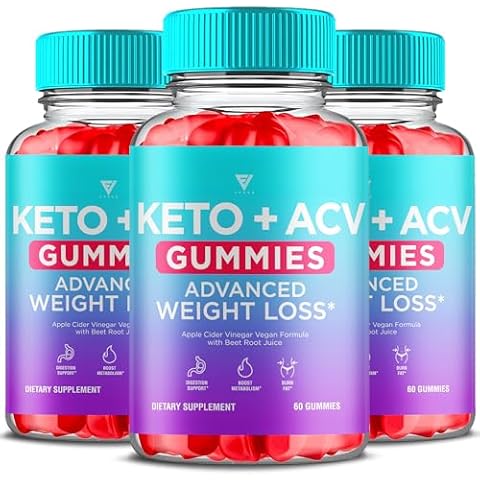 (3 Pack) Keto ACV Gummies Advanced Weight Loss, ACV Keto Gummies for Weight Loss Women Men Keto + 1000MG Apple Cider Vinegar Advanced Fat Burn Dietary Support Gummy Supplement Formula (180 Gummies) Cover