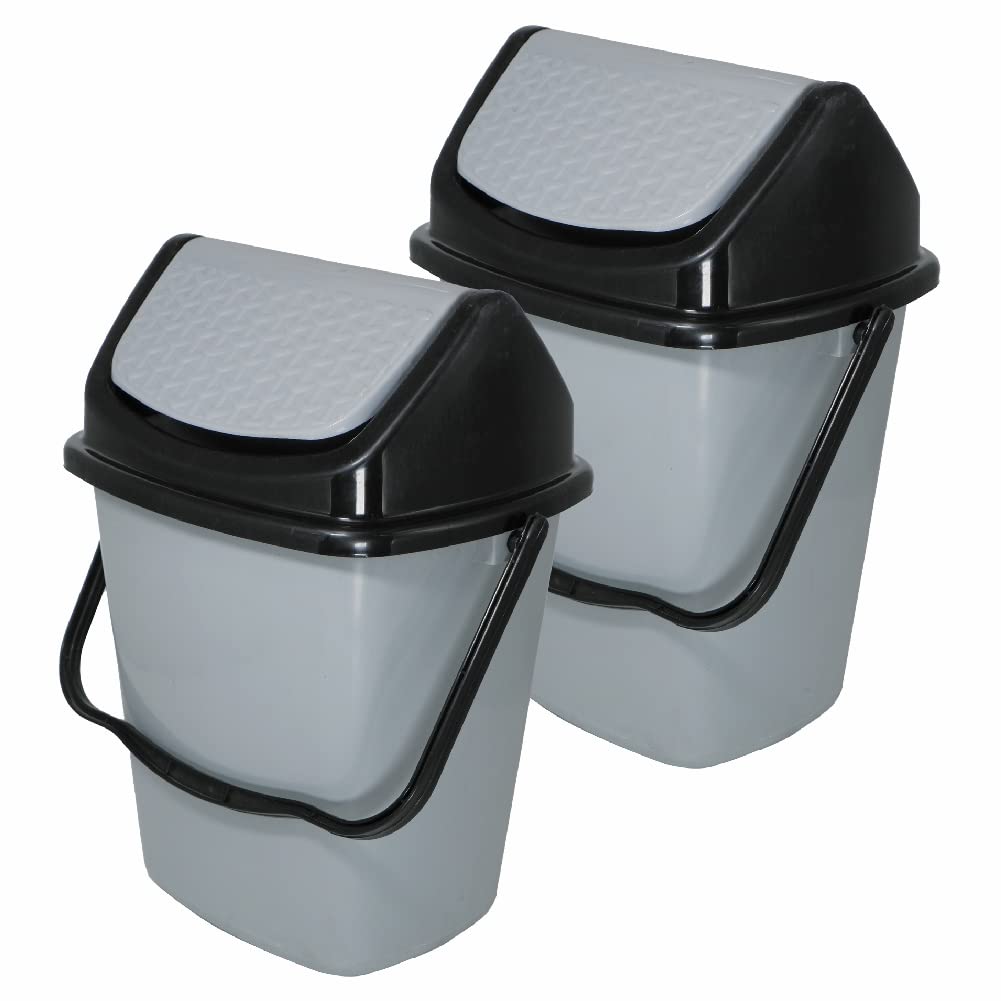 Wonder Homeware Delight Dustbin for Home/Kitchen/Office, 2 Pc, 7 Ltr, Grey Color,