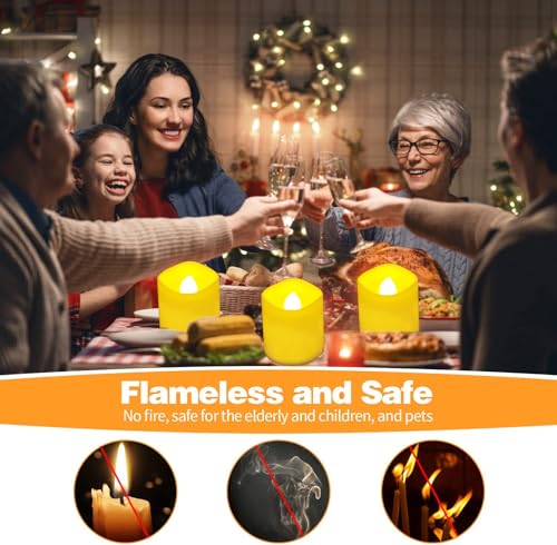 Image of 6 Pack Rechargeable tea lights with Remote Timer & Charging Base, Realistic Flickering Flameless Votive Led Tea Lights Candles, Tealights Candles for Wedding,Halloween,Christmas,Home Decorations