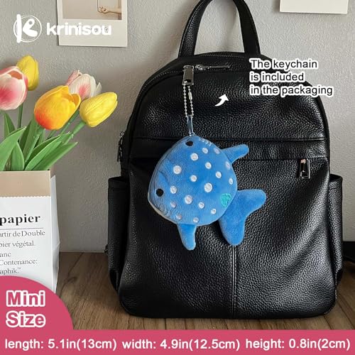 Whale Shark Coin Purse, 2 Pcs Plush Coin Pouch, Cute Kawaii Wallet with Zipper Keychain, Small Embroidered Fish Sea Animal Change Purse for Women4