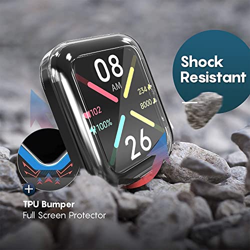 Image of Sounce Watch Case Compatible with Noise Colorfit Pulse Go Buzz Tempered Glass Screen Protector, HD Clear Touch Sensitive Ultra-Thin TPU Protective Cover (Transparent)