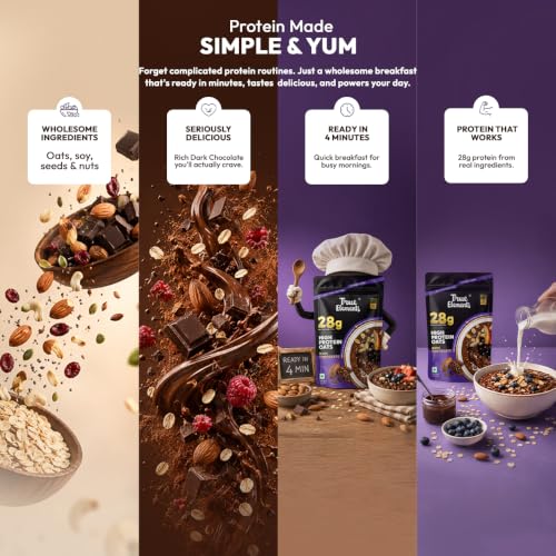 Image of True Elements 28g High Protein Oats 400g | High Protein Breakfast Oats with 28g Protein | High Fibre | No Added Sugar | Healthy Breakfast Cereal