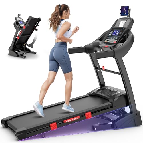 Image of Foldable Treadmill w / 15% Auto Incline, 5HP Portable Treadmill for Home, 300lbs Capacity, 10MPH Speed, 64 Programs, APP & HiFi Bluetooth Speakers, Exercise Machine for Running & Walking