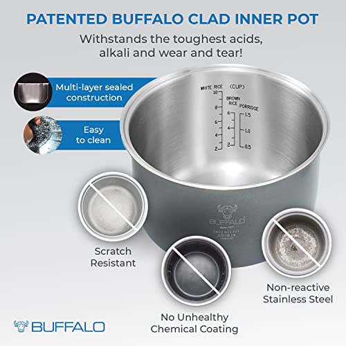 Buffalo-Classic-Rice-Cooker-with-Clad-Stainless-Steel-Inner-Pot-Electric-Rice-Cooker-for-WhiteBrown-Rice-Grain-Easy-to-clean-Non-Toxic-Non-Stick-Auto-Warmer-10-Cup