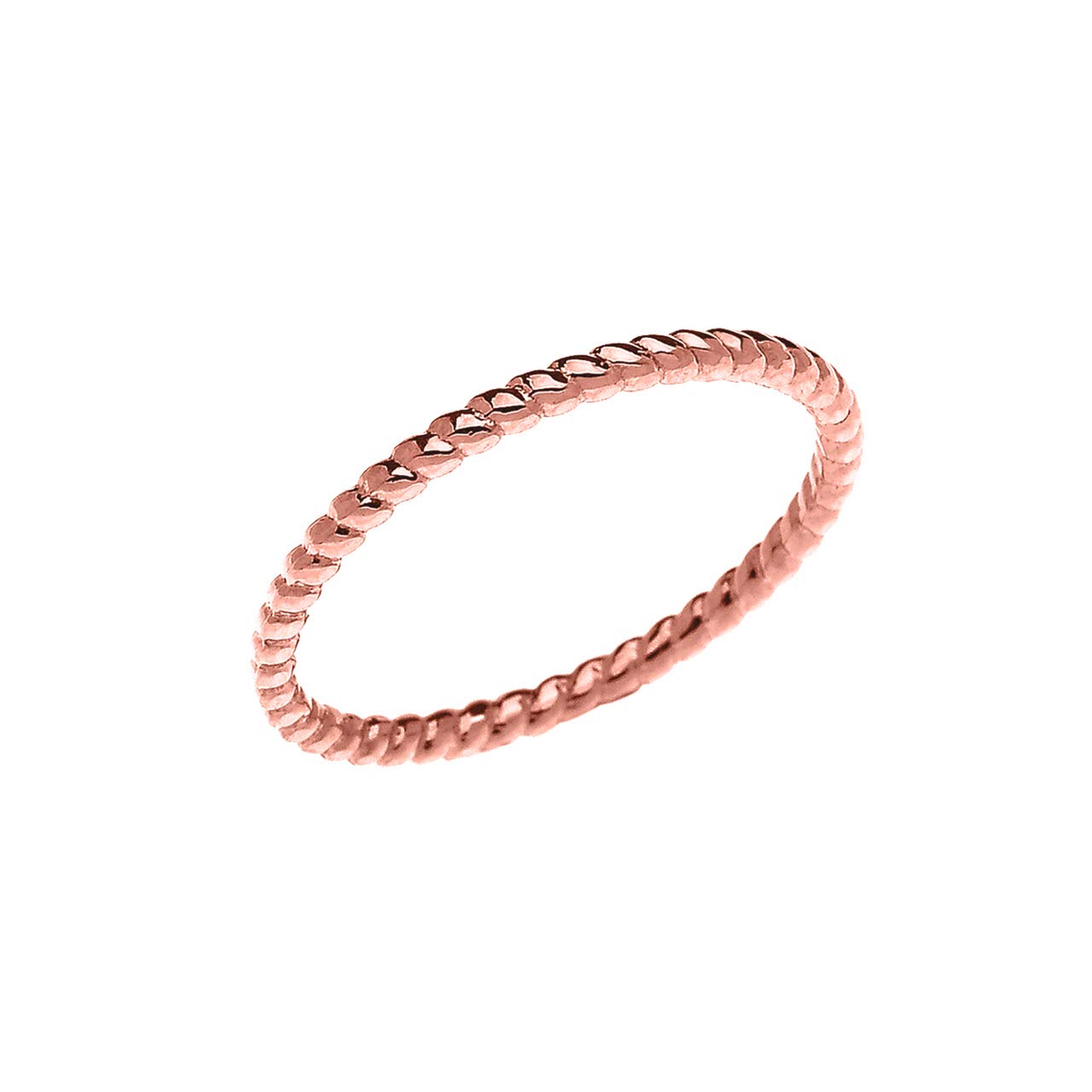 Certified 14k Gold Rope-Style Midi Knuckle Ring Band