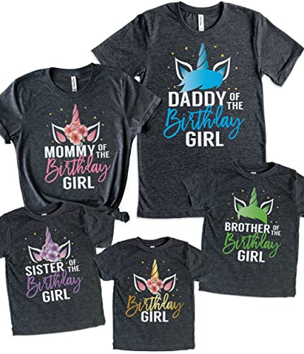 Teeny Fox Birthday Girl Unicorn T-Shirt Family Dad Mom Brother Sister Shirts Sibling Matching Outfits