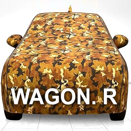 Image of 100% Waterproof Car Cover for WagnoR UV Protection, Dustproof, Windproof | Custom Fit with Mirror Pockets, Belt & Buckle | All Weather Outdoor Body Cover (Jungle, WagnoR)