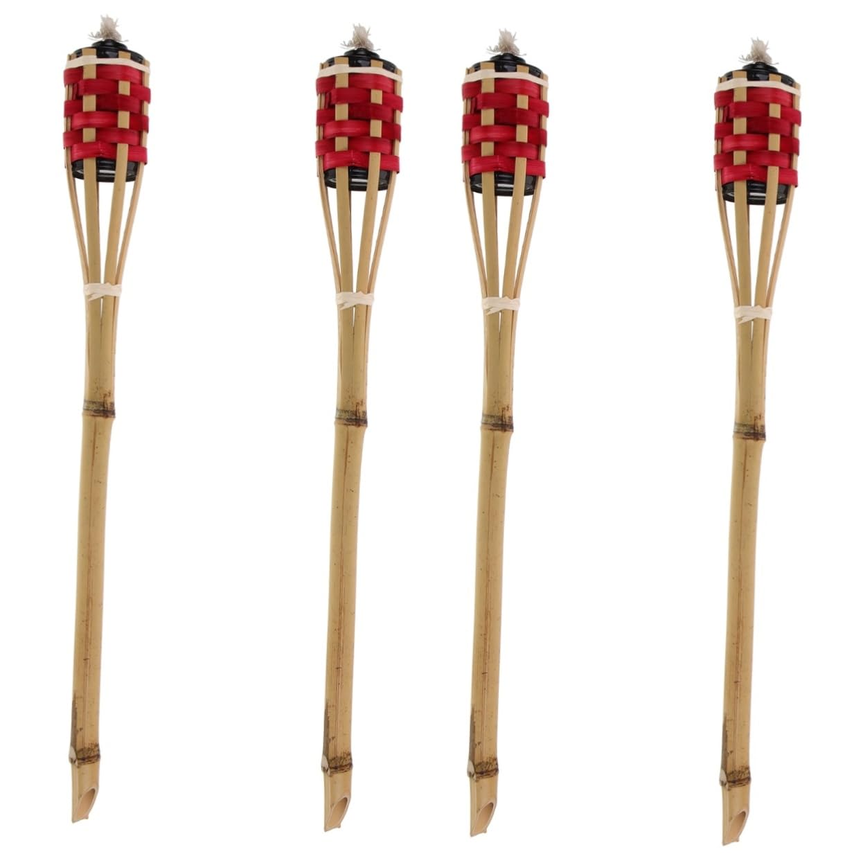 GRIRIW 2sets Elegant Bamboo Torch Set Decorative Outdoor Torch Lights Fire Decor for Yard Garden Pathway Patio Party 2pcs*2