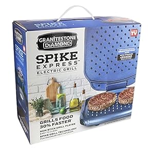Granitestone Electric Grill Non-Stick Spike Express Electric Grill with Titanium Diamond Coating-Grills Food Grills 30% Faster-As Seen On TV