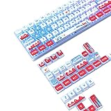ゲーミングキーキャップ キートップ PBT 半透明 昇華印刷 熱昇華 120キー 雪国 フルキー対応 ASAプロファイル61/64/68/75/78/84/87/96/98/100/104/108キーボードに適用 Cherry MX/Gateron/Kailh スイッチ MX 構造スイッチプディングキートップ カスタムキーキャップ メカニカルキーボード切替用DIYキーボードクリスマスプレゼント