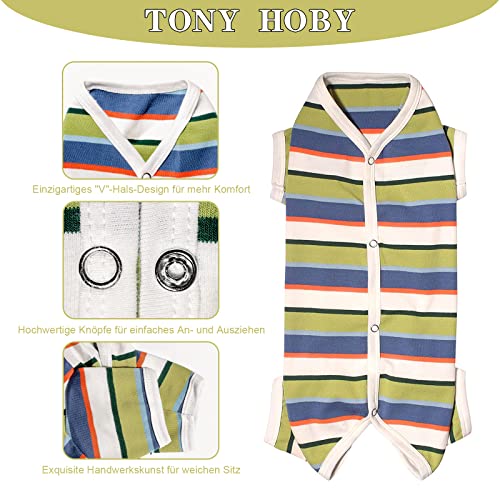 TONY HOBY Hundeschlafanzug, Hunde-Overall, buntes Hundeshirt, Hunde-OP-Behandlungsanzug für kleine und mittelgroße Hunde (blau&weiß - Männlich, S)