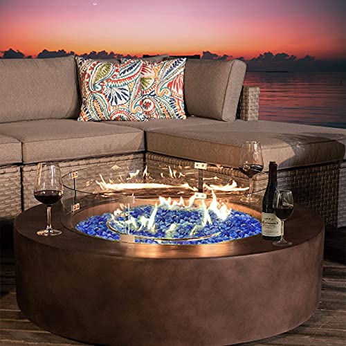 Utheer Fire Glass Beads For Propane Fire Pit, 1/2 Inch Reflective Cobalt Blue Firepit Glass For Gas Fire Pit, Fire Pit Glass Rocks Safe For Outdoors And Indoor, 10 Pounds #TOP5