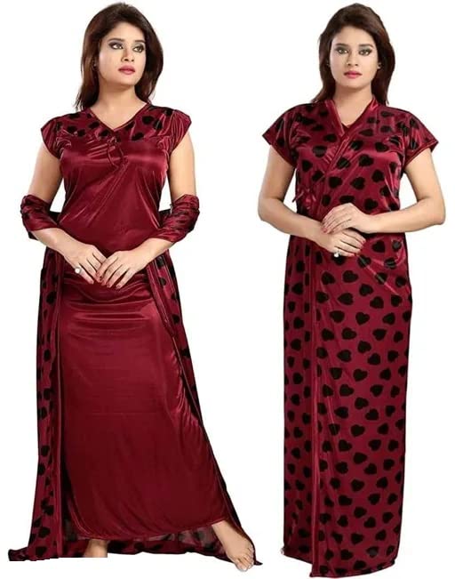 PCS Set Satin Maxi Night Dress Night Suits Nighty for Women
