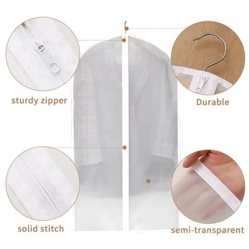 fundas para ropa Clothes Dust Cover Transparent Thickened Washable Bag Household Dusts Coat Suit Hanging(L 60x120cm,10pcs)
