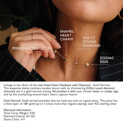 Personalized Red Heart Inez Initial Necklace with Small or Big Diamond - Custom Initial & Zodiac Sign - Jewelry for Her, Women - Dainty Gift for Mother's Day, Birthday, Christmas4