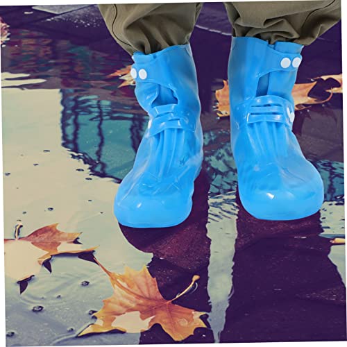 1 par de fundas impermeables para calzado de PVC, diseño alto, para uso exterior, protección contra lluvia y barro, color azul miniatura 6