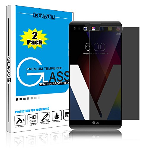 [2 Pack] LG V20 Screen Protector, DONWELL Shield Privacy Anti-Spy Tempered Glass Screen Protector for LG V20