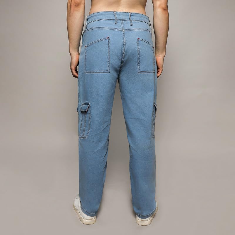 Image of CAHOOT Men's Denim Jeans for Casual Wear | Medium-Wash | Regular Fit | 5 Pockets | Button Closure | Denim Jeans Crafted with Comfort Fit for Casual Wear