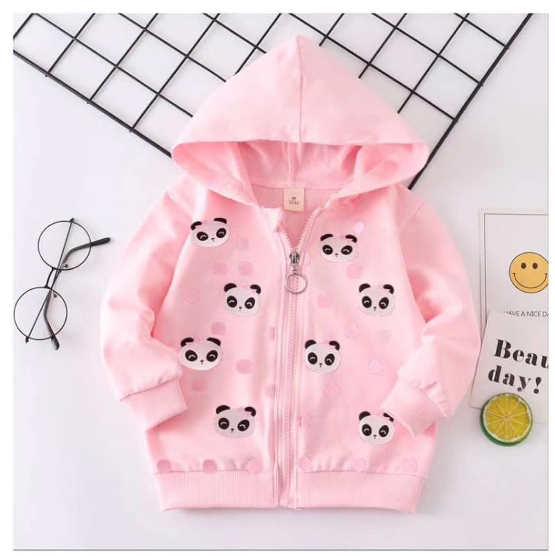 Image of Bold N Elegant Fleece Kids Pre Winter Warm Cute Panda Print Front Open Zipper Hoodie Sweatshirt For Infant Toddler Baby Boy's & Girls