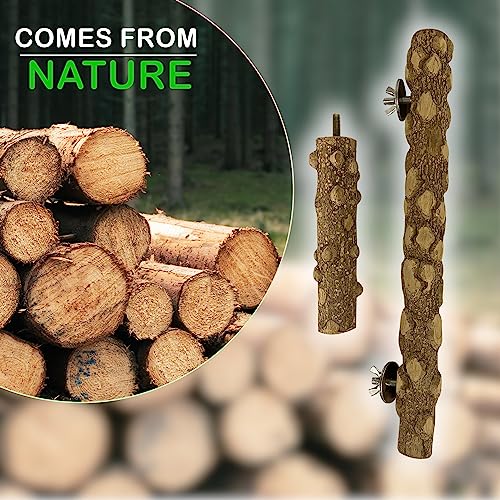Image of SIMENA Bird Ladder Perch, Natural Wood Parrot Stand, Hamster Climbing Toy, Bird Cage Ladder for Small and Medium Birds, Parakeet, Cockatiel, Conures, Lovebirds, Budgie