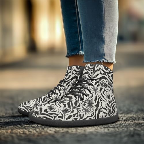 Image of Fashion Print Womens Mens High Top Barefoot Sneakers Flat Shoes
