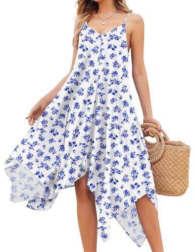 Image of Chigant Women's 2026 Summer Dress Casual Boho Sundress Spaghetti Strap Swimwear Cover Up Beach Flowy Midi Vacation Dresses
